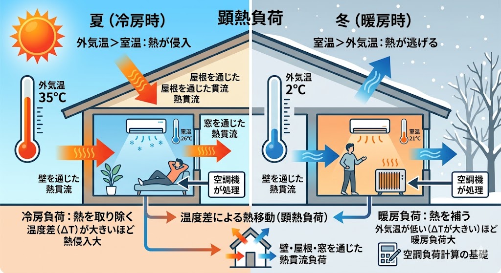 01-外気温度と空調負荷の関係｜顕熱負荷の基本