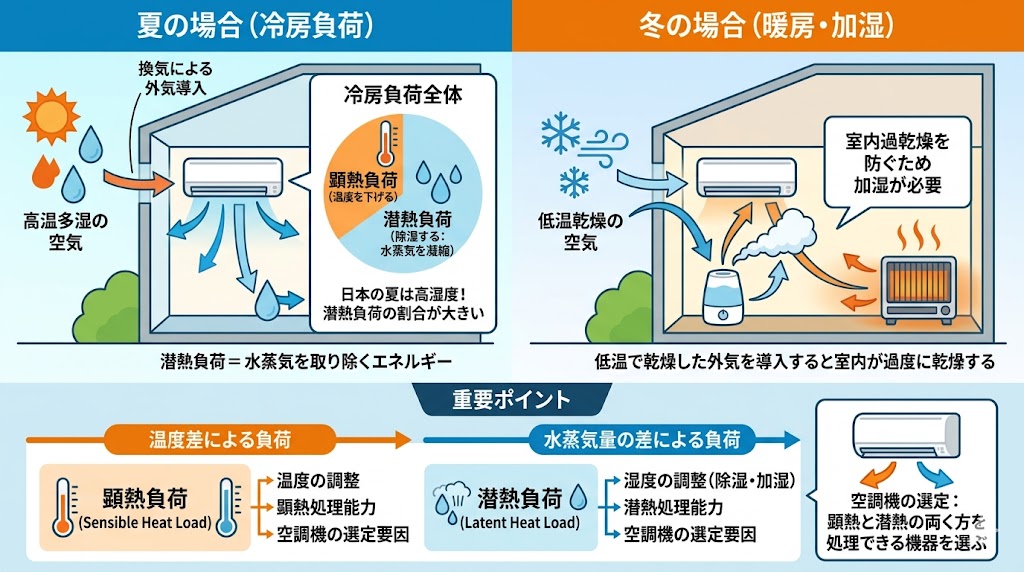 02-外気湿度と空調負荷の関係｜潜熱負荷と外気負荷