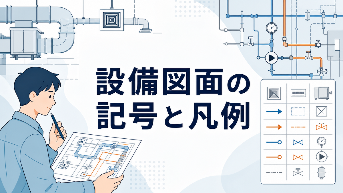 設備図面の記号と凡例をダクト・配管・設計者で示す記事アイキャッチ