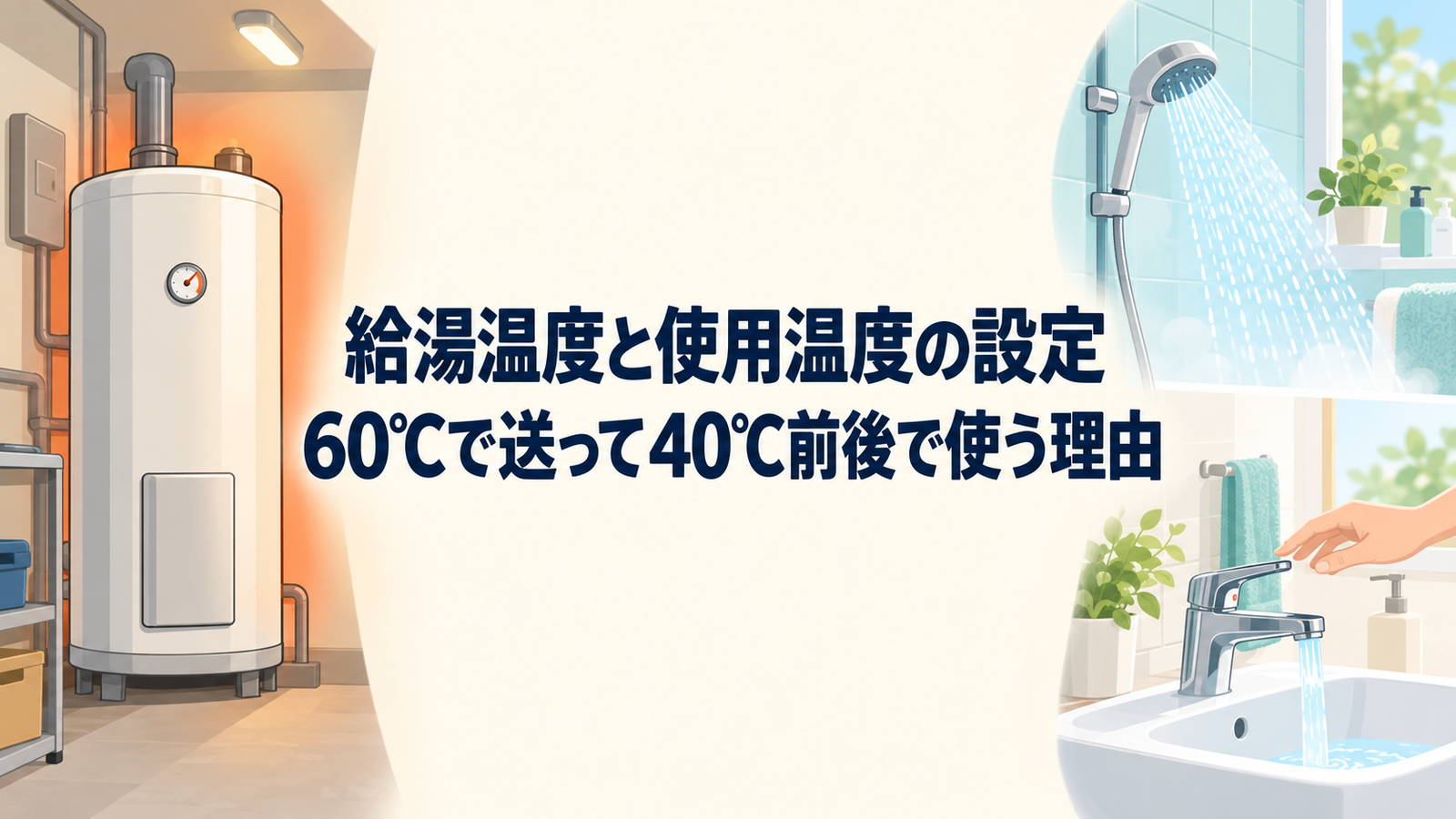給湯温度と使用温度の設定｜60℃で送って40℃前後で使う理由